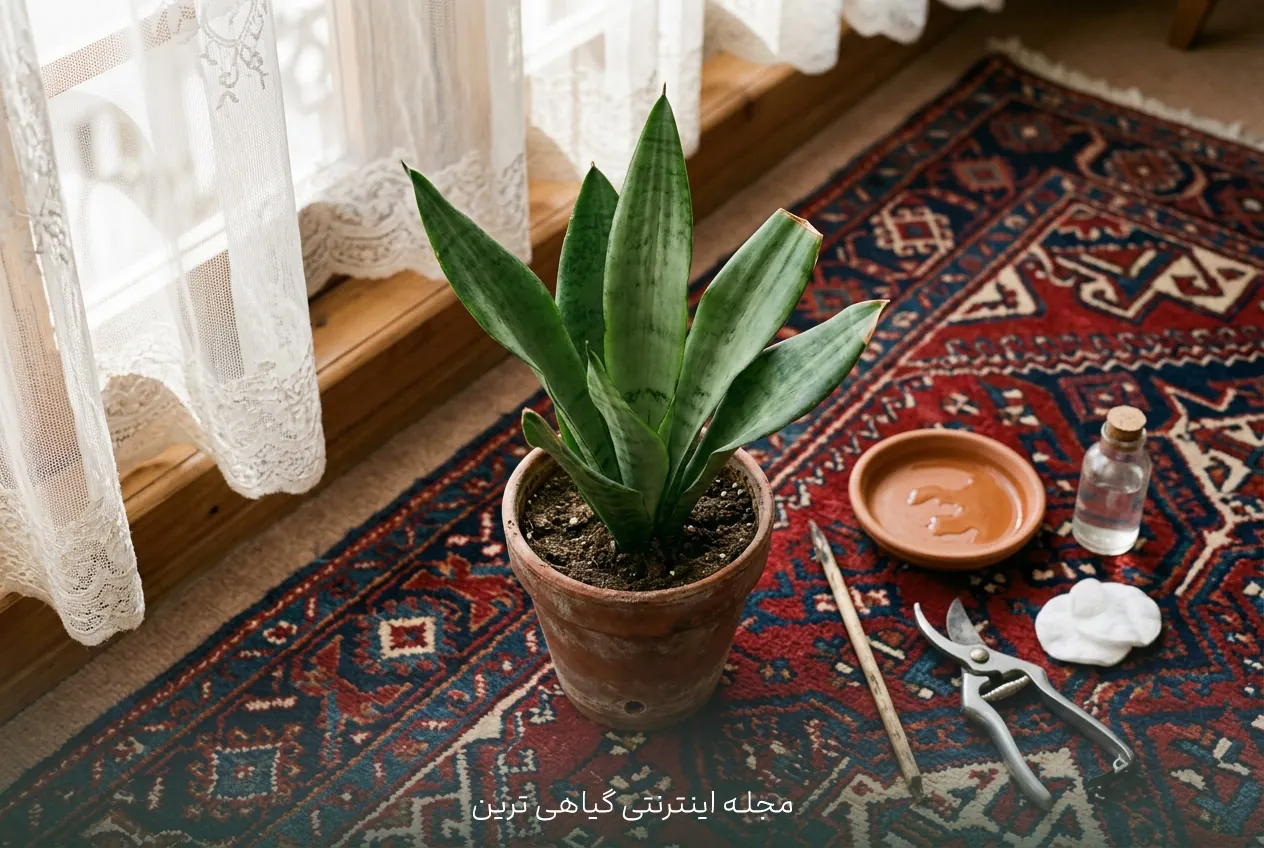 سانسوریا در نور غیرمستقیم کنار پنجره